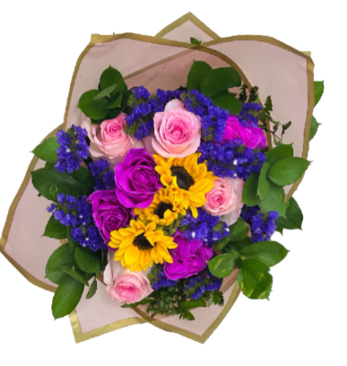 Sunflowers and Purple Bouquet