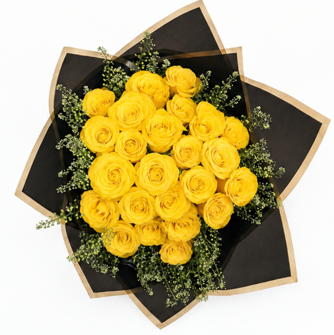 Golden 24 Yellow Roses Bouquet