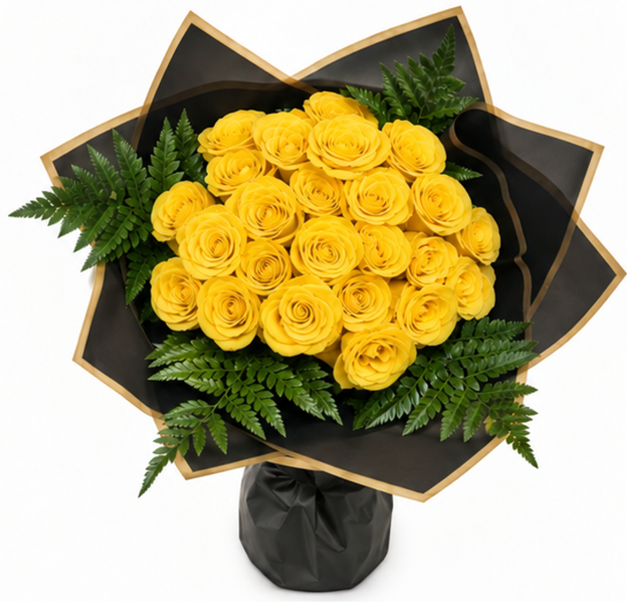Golden 24 Yellow Roses Vase Arrangement