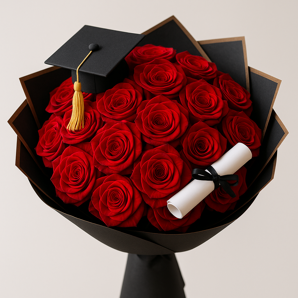 Graduation Red Roses Bouquet