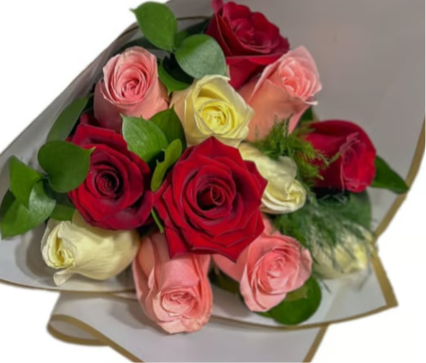 Red, White, Pink Roses