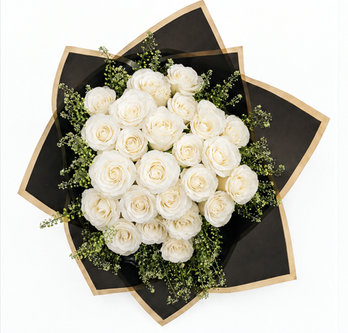 Elegance 24 White Roses Bouquet