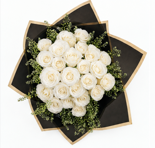 Elegance 24 White Roses Bouquet