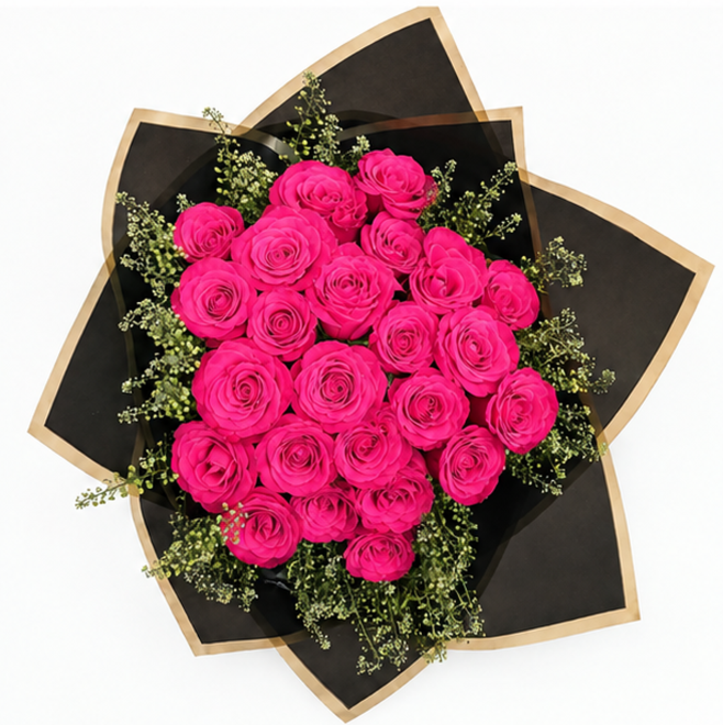 Passion 24 Hot Pink Roses Bouquet