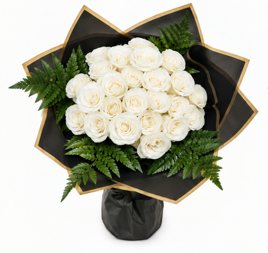 Elegance 24 White Roses Vase Arrangement