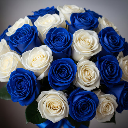 Blue and White roses Bouquet