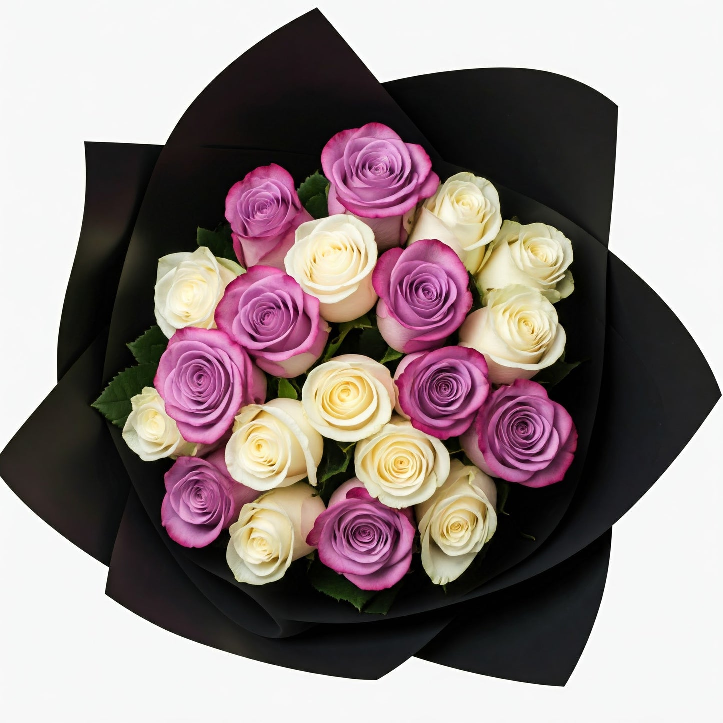 White and Purple Roses Bouquet